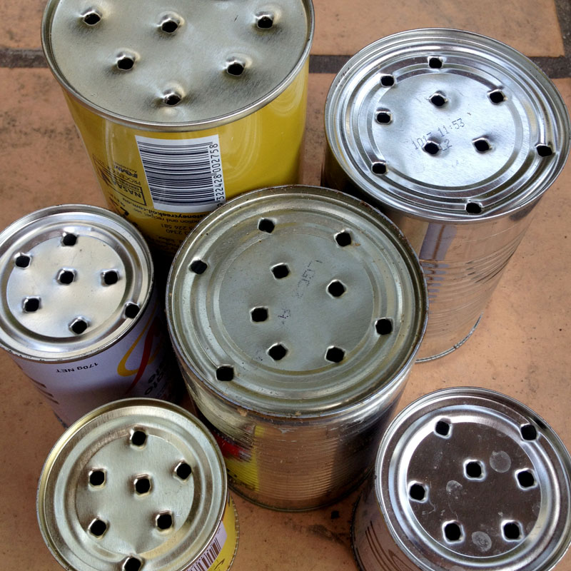 Cans with drainage holes