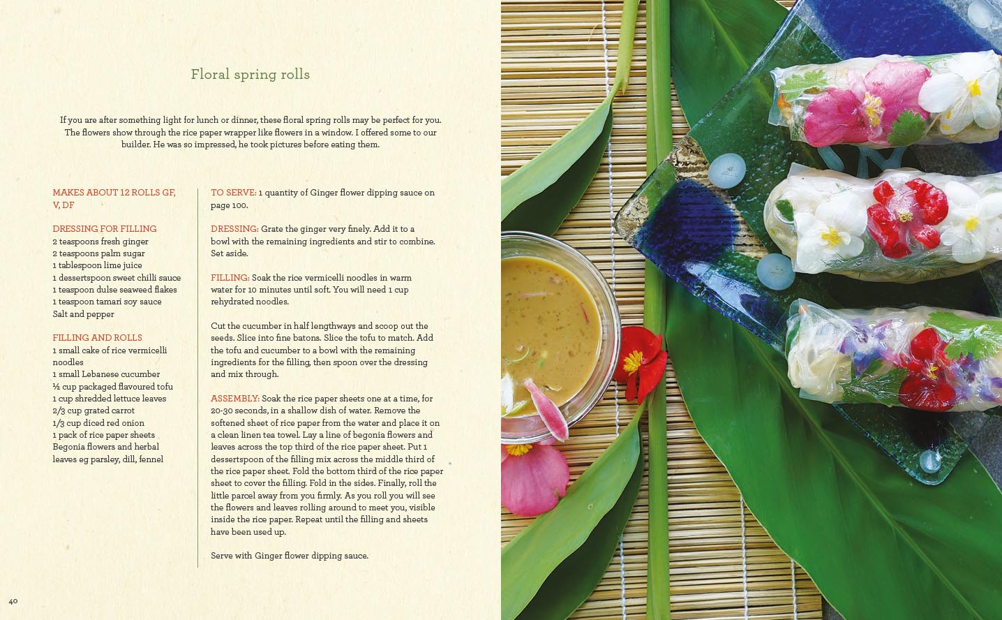 Floral spring roll recipe