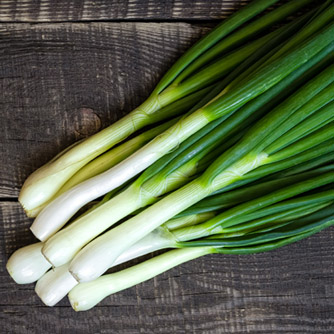 Spring onions cleaned and ready for cooking
