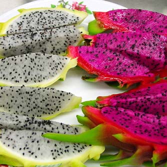Yellow skinned and pink flesh dragon fruits are a little less common